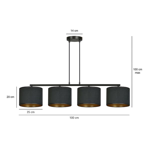 Emibig Lysekrone 4xE27 60W HILDE 4 BL BLACK 1054/4