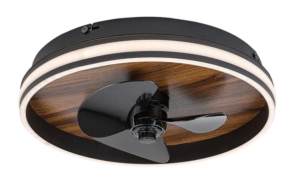 Kattotuuletin LED-valolla FAUSTINE 71016 musta puulla