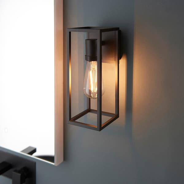 Utomhusvägglampa industriell svart rektangulär 1xE27 10W HERBERT Endon