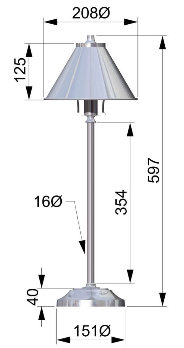 Bordlampe / skrivebordslampe retro Provence poleret nikkel Elstead