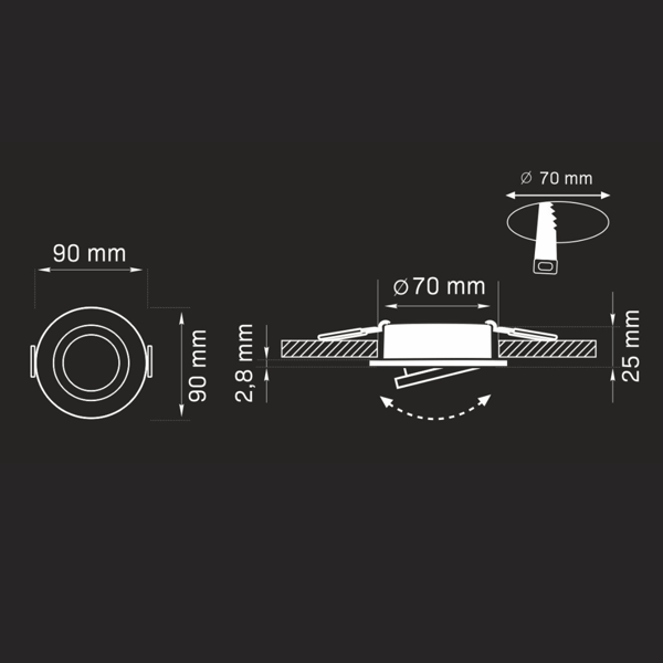 LED-ramar runda krom 3-pack OLIN 306197 Polux