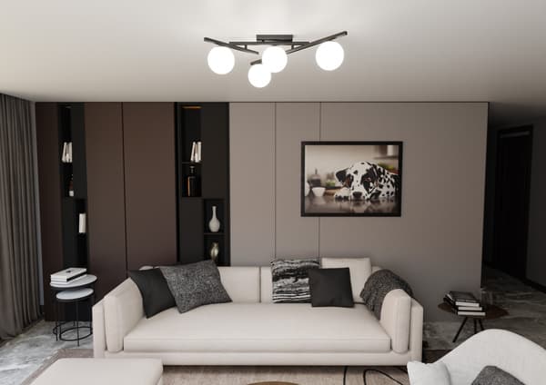 Emibig loftlampe 4xE14 40W SMART 4 SORT/OPAL 1103/4