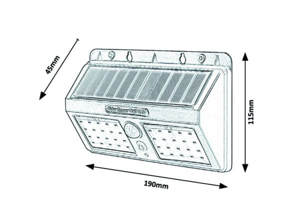 Ostrava sort 2.4W LED udendørs væglampe med sensor 7881 Rabalux