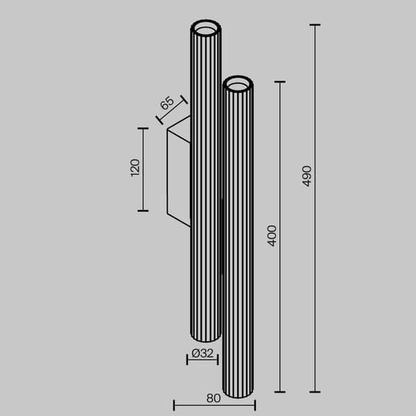 Seinävalaisin moderni uurrettu putki messinki LED 24W CALIPSO Maytoni Technical