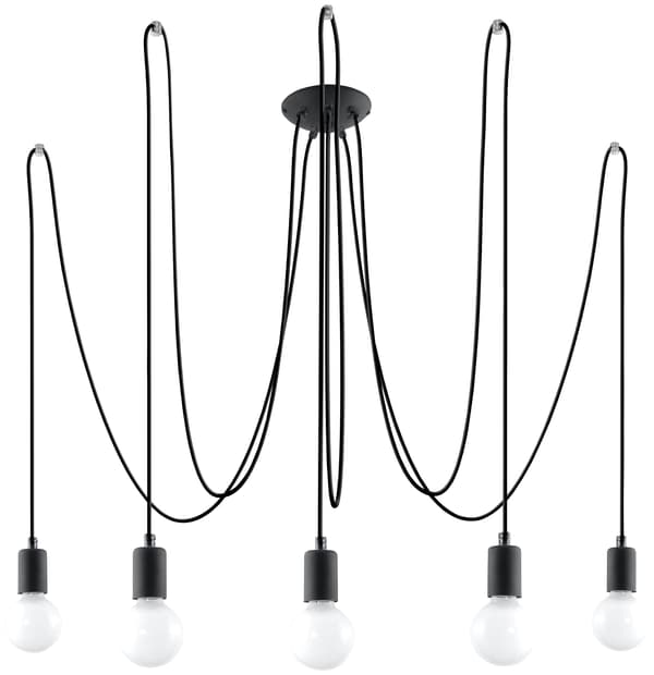 Lysekrone EDISON 5 Sort Sollux Lighting SL.0371