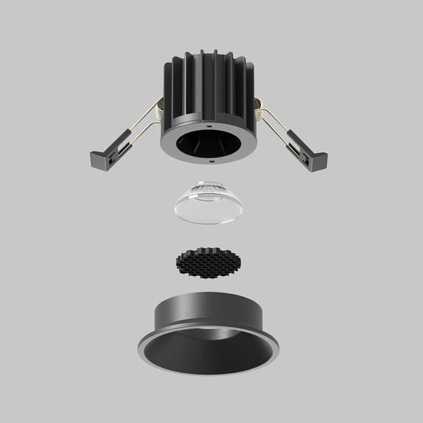 Indbygningsspot rund konisk sort LED 7W Round Maytoni