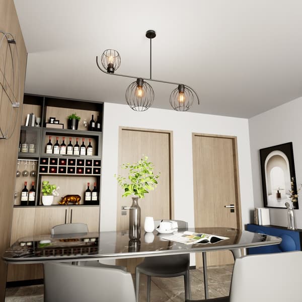 Loft moderne sort loftlampe åbne skærme 3xE27 15W ECHO Emibig