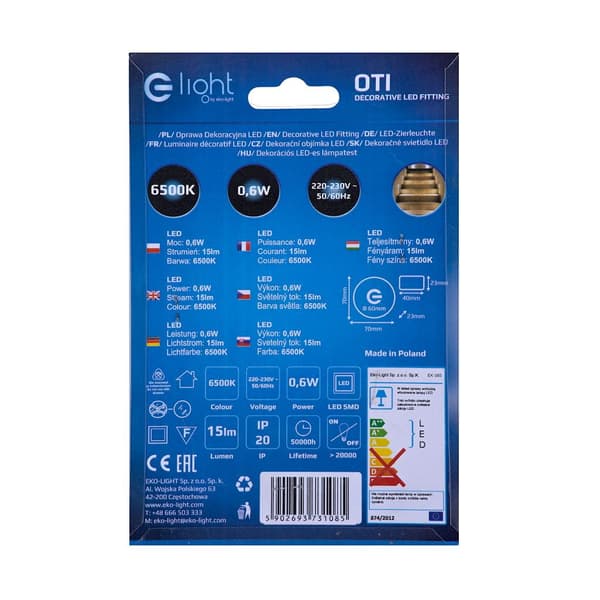 Trappbelysning 1x0.6W LED OTI EKS1085 Eko-Light