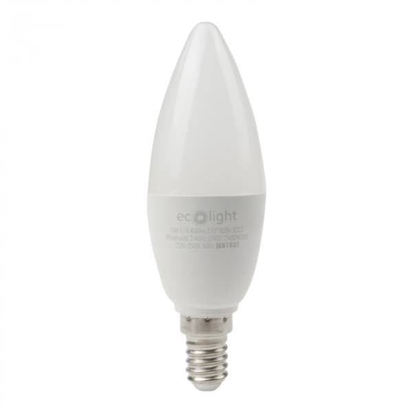 SMART dæmpbar LED-pære E14 C37 5W 400lm RGB+CCT Tuya Bluetooth Ecolight