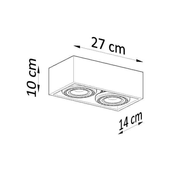 Loftlampe træ rektangulær dobbelt 2xGU10 10W NUMERO PU.0916 Pure Lume