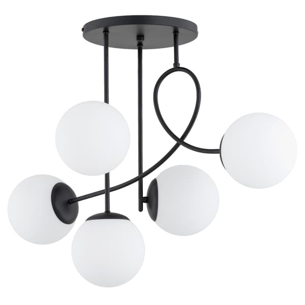 Loftlampe elegant sort hvide kugler 5xE14 10W MODERN Alfa