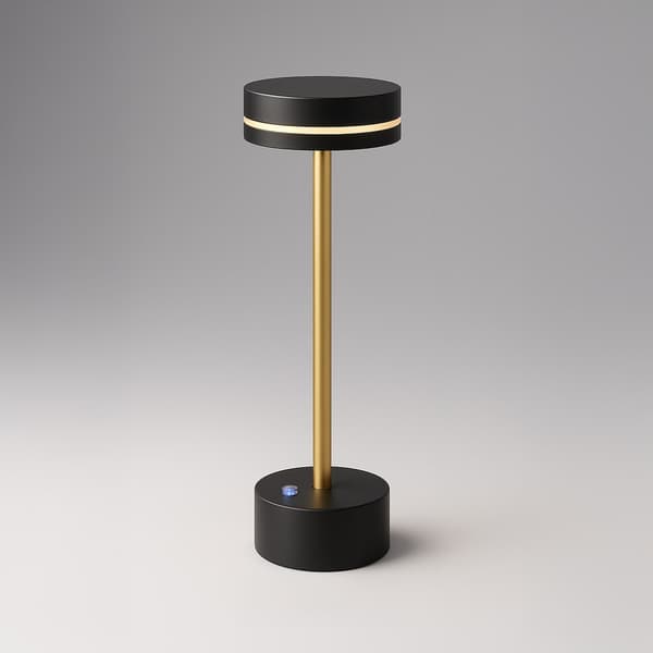 Bordlampe sort-guld LED 5W varm farve trådløs touch SAM Milagro