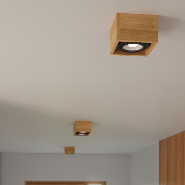 Loftlampe træ rektangulær dobbelt 2xGU10 10W NUMERO PU.0916 Pure Lume