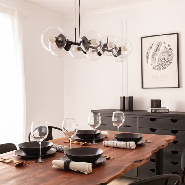 Pendellampe sort glaskugler Abruzzo Porto 8xE14