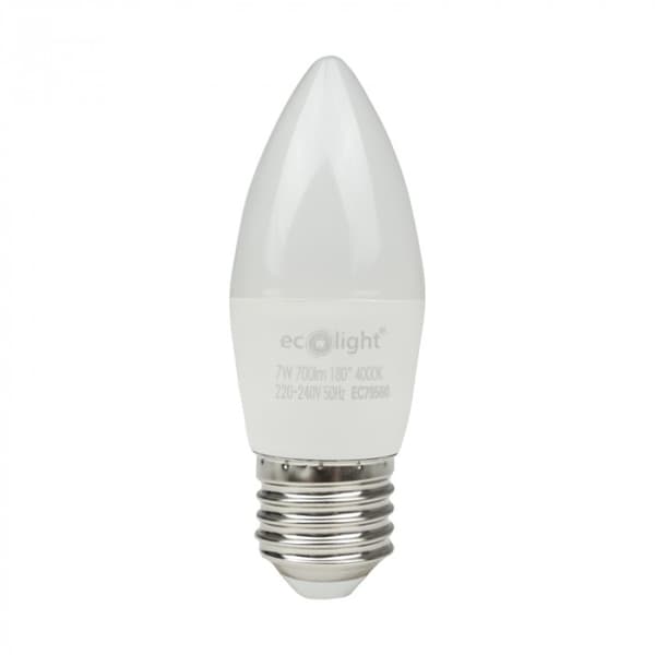 Ecolight välkkymätön LED-kynttilälamppu E27 7W 4000K 630lm