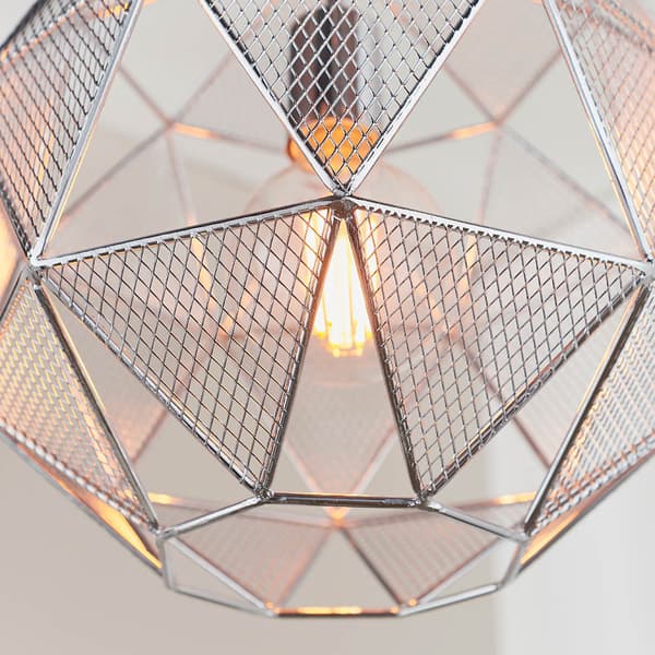 Pendellampe designer geometrisk forkromet net 1xE27 60W ARMOUR Endon