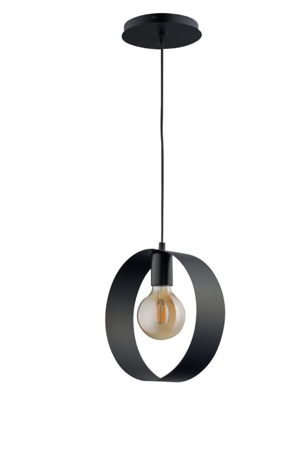 Dekorativ sort moderne ornamenteret ring pendel Happy 1xE27 15W Sigma Lighting