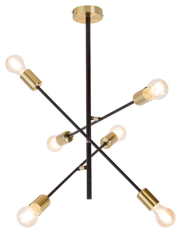 Industriel pendellampe E27 6x15W sort 2104 Lanny Rabalux