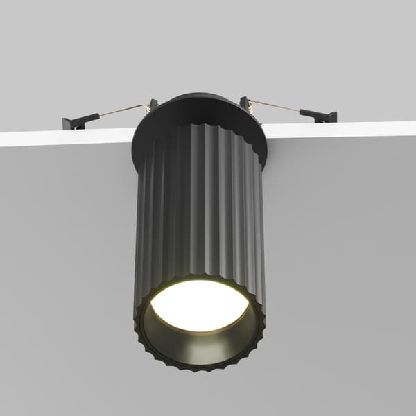 Indbygningsspot moderne sort riflet rør 1xGU10 10W CALIPSO Maytoni Technical
