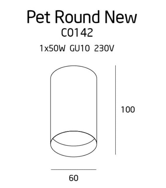 Moderne sort loftspot Ø6 cm PET 1xGU10 50W C0142 Maxlight