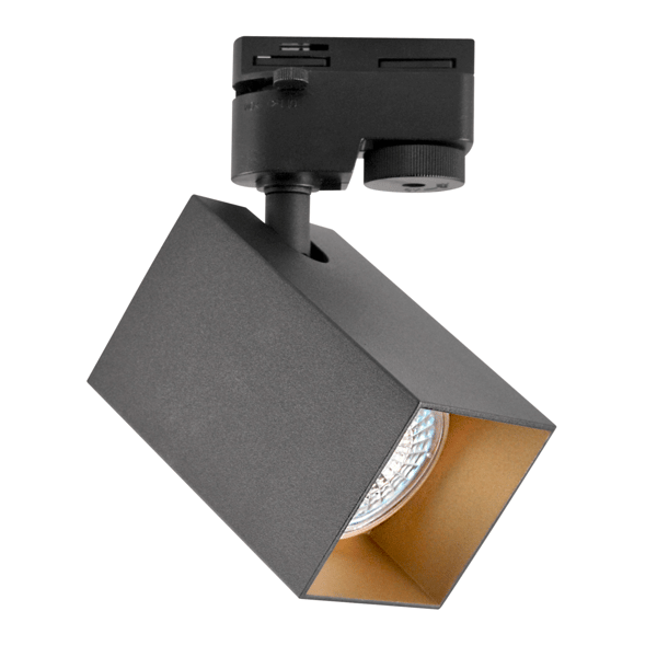 Skinnespot Sort+guld GU10 SQUARE 321756 Polux