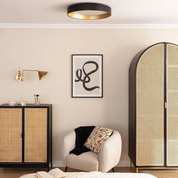 LED Loftlampe 31W Rund Sort Guld 50cm 3 Lysfarver CCT Abruzzo Roma