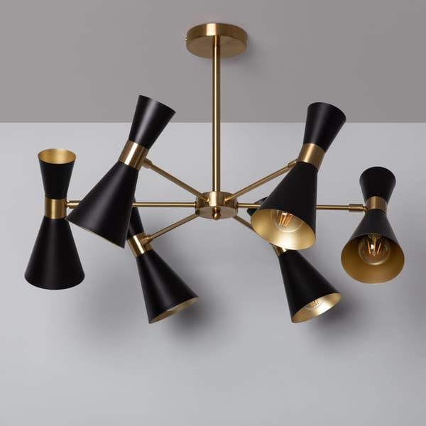 Loftlampe Lysekrone Sort Guld Abruzzo Salvatore 6xE27