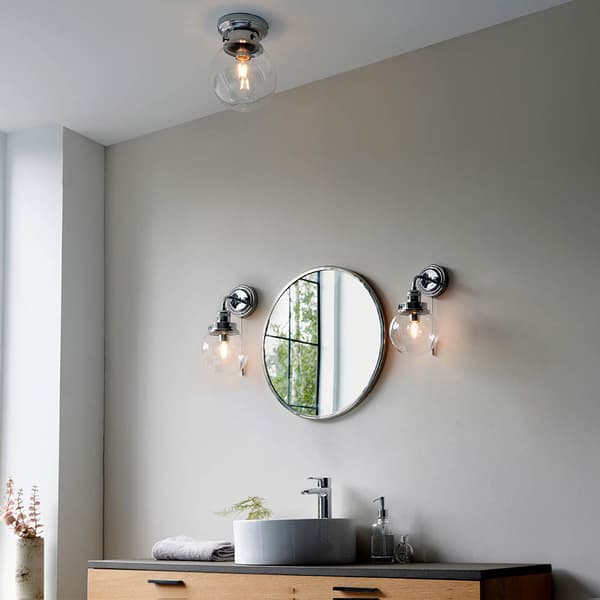 Badeværelse loftlampe minimalistisk glaskugle forkromet 1xE27 10W CHESWICK Endon