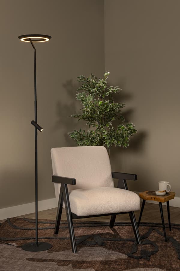 Moderne sort ring gulvlampe læselampe LED 21W CELESTE Lucide