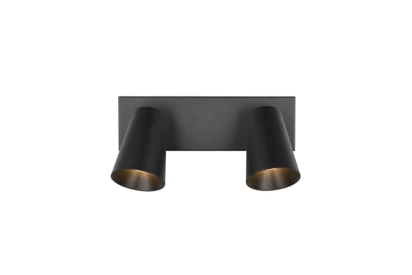 Loft minimalistisk sort rektangulær loftspot med koniske skærme 2xGU10 10W SHARP Trio