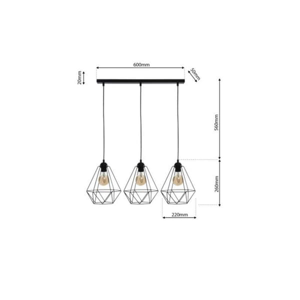Lysekrone 3x60W E27 BASKET MLP7215 Milagro