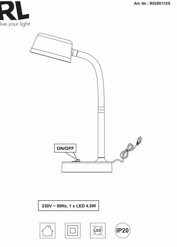 KIKO skrivebordslampe sølv RL R52501187