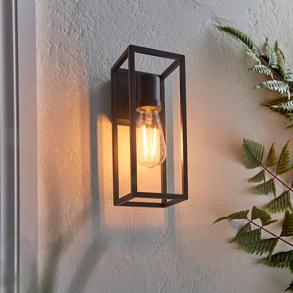 Utomhusvägglampa industriell svart rektangulär 1xE27 10W HERBERT Endon
