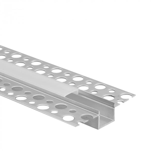 Set med 10x LED-listprofil GP02 infälld anodiserad + frostat lock 2m Ecolight