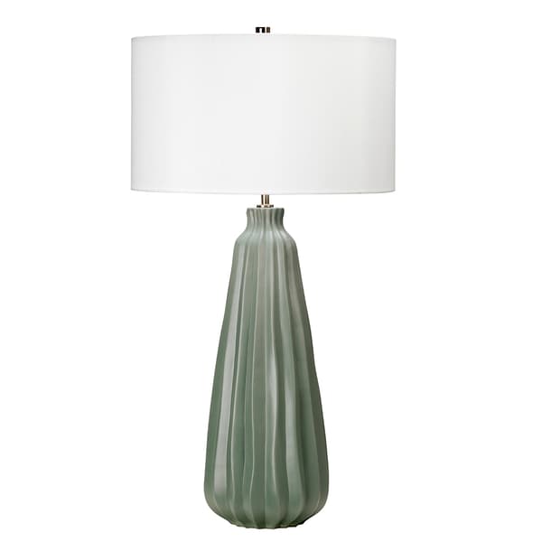 Bordlampe keramisk grøn hvid 80 cm Kew E27 60W Elstead