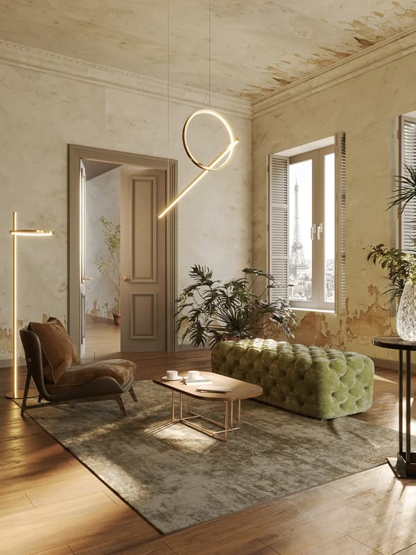 Moderne guld pendel med ring LOZANNA LED 18W P0390 Maxlight