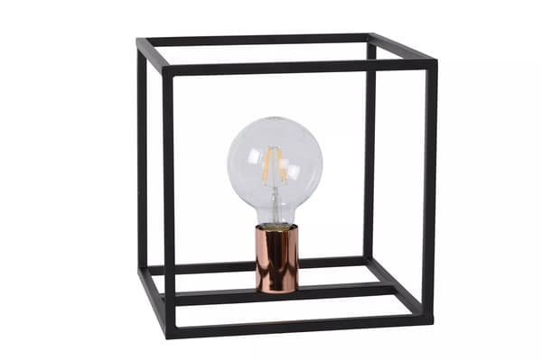 Bordlampe sort kobber terning E27 Arthur Lucide