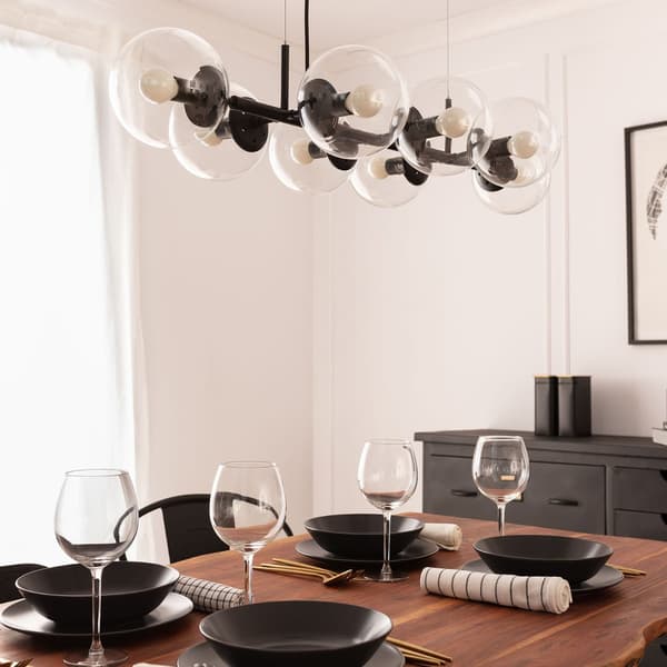 Pendellampe sort glaskugler Abruzzo Porto 8xE14
