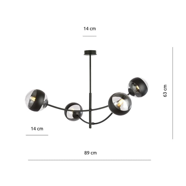 Emibig loftlampe 4xE14 40W HUNTER 4 BLACK/STRIPE 1101/4