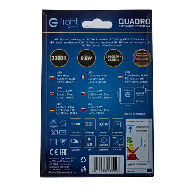 Trappelampe 1x0.6W LED QUADRO EKS0927 Eko-Light