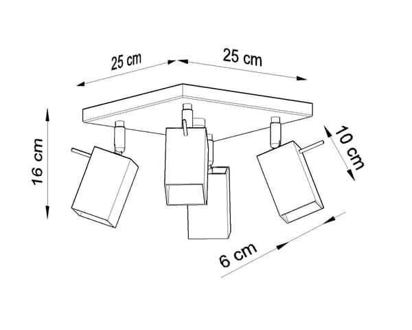 Loftlampe MERIDA 4 Grå Sollux Lighting SL.0458