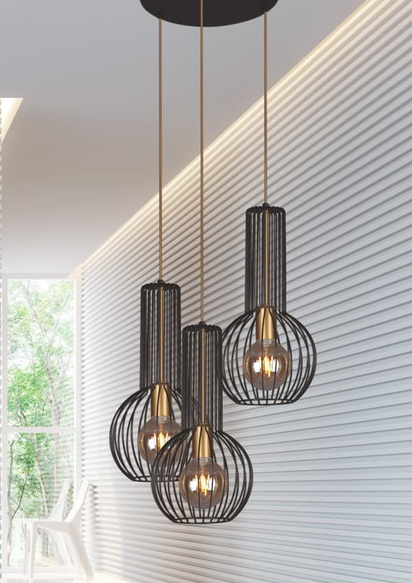 Moderne sort-guld lysekrone Kaja ARVI K-4522