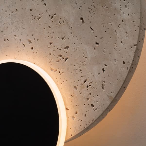 Væglampe moderne sort rund dekorativ sten LED 14W TRAVERTINO Maxlight