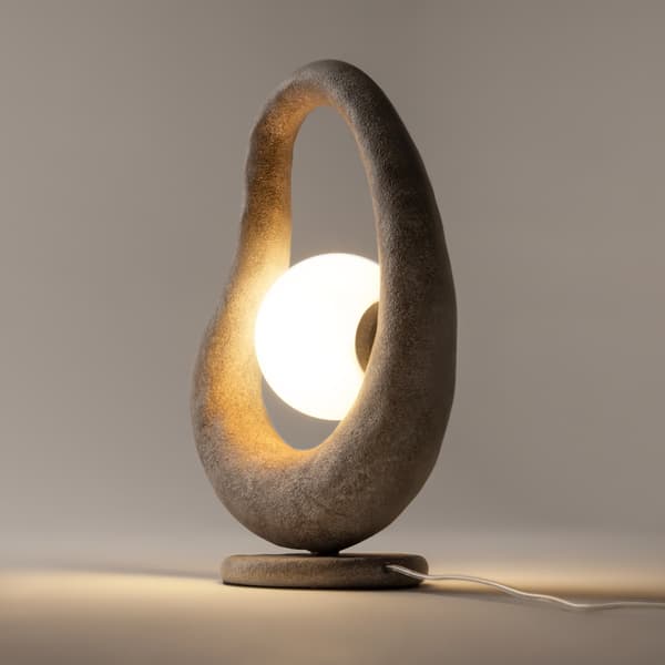 Bordslampa modern grå-vit glaskula i formad ram 1xG9 28W OPUS Maytoni