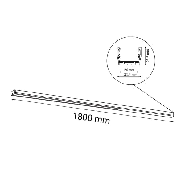 Moderne lineær loftslampe 180 cm sort neutral farve HIATE LED 30W Shilo