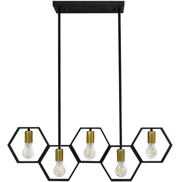 Pendellampe sort-guld E27x5 HONEY 312556 Polux
