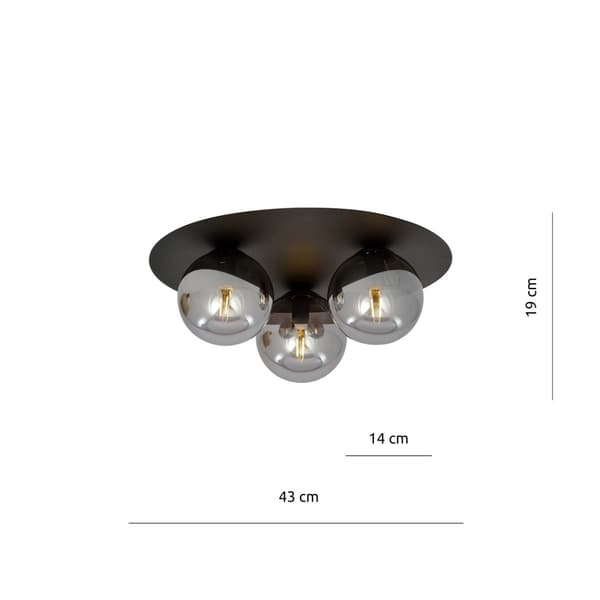 Emibig loftlampe 3xE14 40W SOLAR 3 SORT/GRAFIT 1128/3