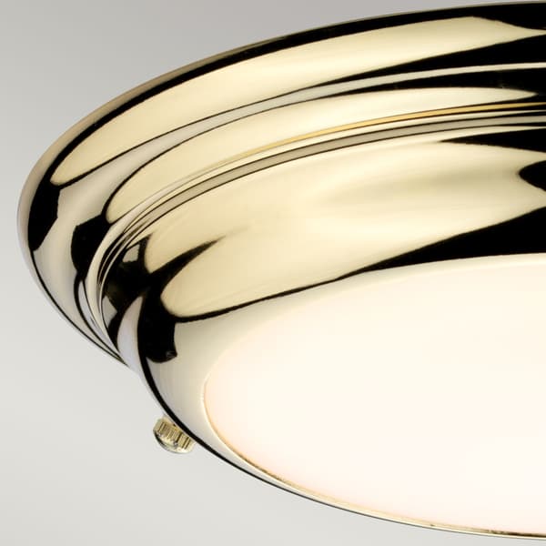 Rund badeværelsesloftlampe 24,5 cm LED 12W poleret messing Welland Elstead
