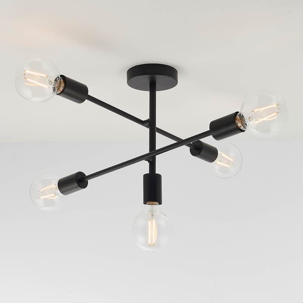 Loft-kattovalaisin mattamusta sticki 5xE27 40W STUDIO Endon