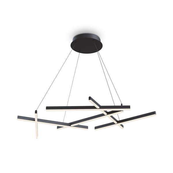 Sort pendellampe, asymmetriske LED-linjer Maytoni MOD016PL-L75B